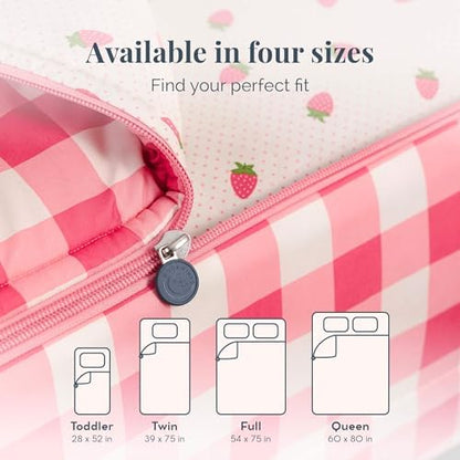Beddy's Dark Pink Checkered All-in-One Zipper Bedding Set for Kids - Queen