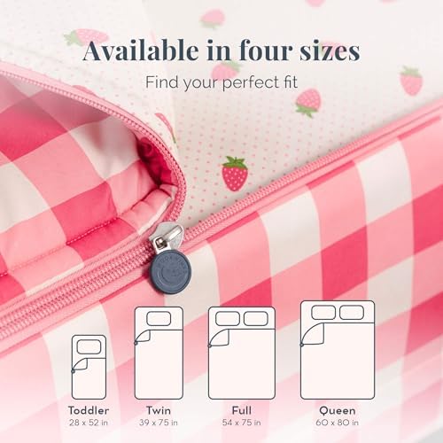 Beddy's Dark Pink Checkered All-in-One Zipper Bedding Set for Kids - Full