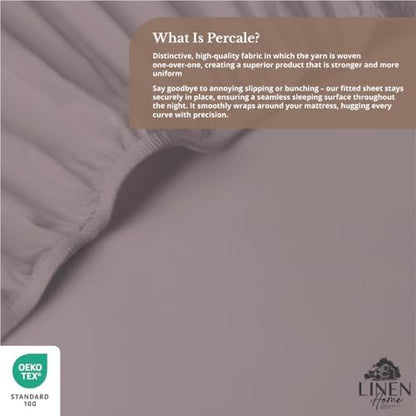Linen Home Queen Size Fitted Sheet only 100% Cotton Percale, Prelude Purple