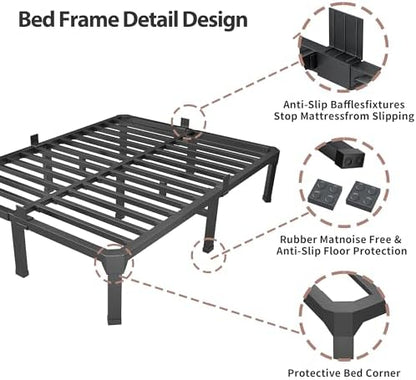 ROIL 18 Inch Queen Bed Frame Heavy Duty Support with 4 Mattress Baffles