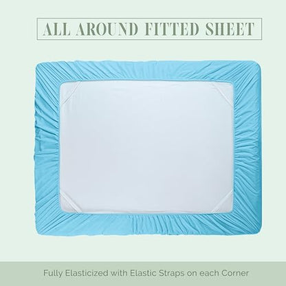 Elegant Comfort 1500 Premium Hotel Quality 18-24 Inches Deep - Extra Deep Pocket Single Fitted Sheet for High Mattress, Luxury and Softest, Smart Pocket - Wrinkle Free, King, Aqua Blue