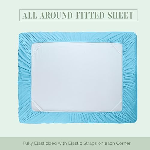 Elegant Comfort 1500 Premium Hotel Quality 18-24 Inches Deep - Extra Deep Pocket Single Fitted Sheet for High Mattress, Luxury and Softest, Smart Pocket - Wrinkle Free, Queen, Aqua Blue