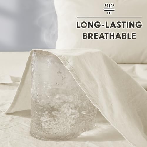SONORO KATE 100% French Linen Queen Size Sheets Set,Extra Deep Pocket,4PC