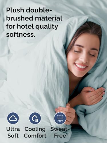 Duvet Cover Super King Size - 3 Piece with Zipper Closure - Ice Blue