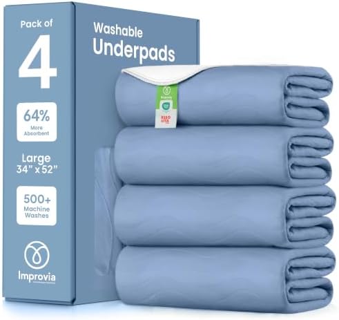 IMPROVIA® Washable Underpads, Heavy Absorbency Reusable Incontinence Pads