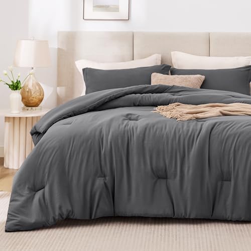 Love's cabin Dark Grey Twin/Twin XL Comforter Set, 2-Piece Bed Set