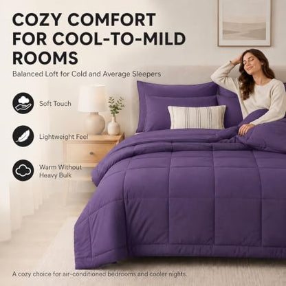 CozyLux King Size Comforter Set Purple - 7 Pieces Bed in a Bag