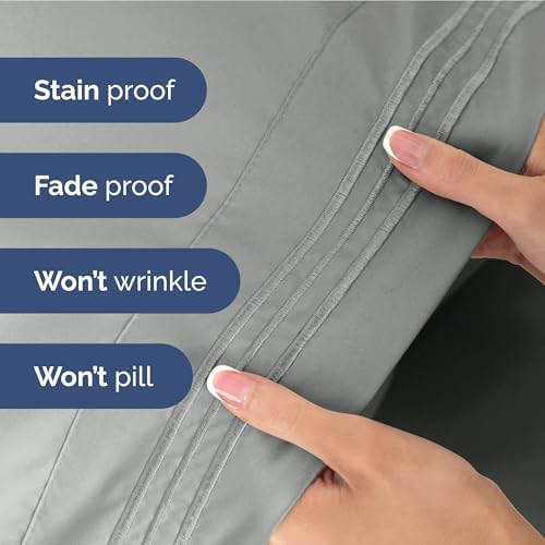 Full Size 4 Piece Sheet Set - Soft & Cooling Bed Sheets - Light Slate Grey