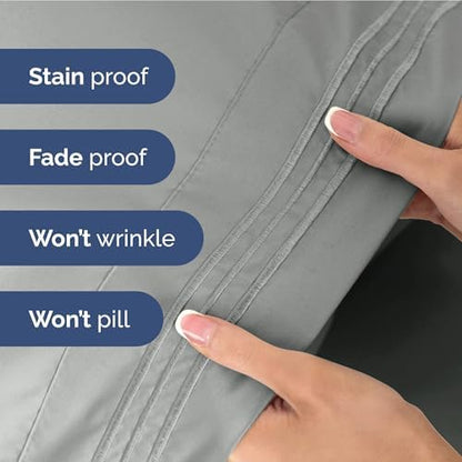 Full Size 4 Piece Sheet Set - Soft & Cooling Bed Sheets - Light Slate Grey