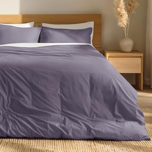 Bare Home 100% Organic Cotton Duvet Cover Set (Twin/Twin XL, Dusty Purple)