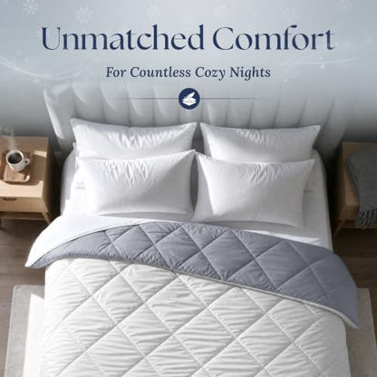 Cooling Comforter - BreezeWeave Cooling Blanket Twin Size for Hot Sleepers & Deep Rest - Cloud Soft, Breathable, Ultra Durable, Easy Care, Reversible - 68 x 90 in (Light Grey & Dark Grey)