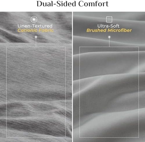 JOLLYVOGUE Grey Queen Comforter Set, Cationic Dyeing Bed in a Bag Queen 7 Pieces, Double-Tone Bedding Set with Down Alternative Comforter, Sheets, Pillowcases & Shams