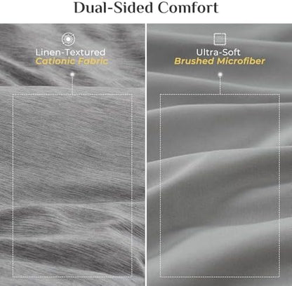 JOLLYVOGUE Grey King Comforter Set, Cationic Dyeing Bed in a Bag King 7 Pieces, Double-Tone Bedding Set with Down Alternative Comforter, Sheets, Pillowcases & Shams