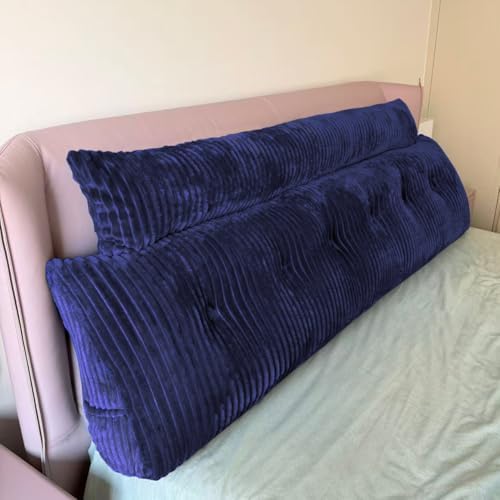 Headboard Pillow King, Headboard Wedge Pillow with A Long Neck Roll Pillow Body Pillow, Triangle Pillow Wedge for Reading, Working, Bed Wedge Pillow for Headboard (Blue, King)