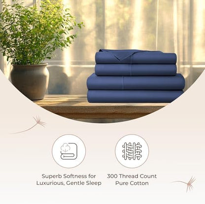 Whisper Organics 100% Organic Cotton Bed Sheets with Deep Pocket 4 Pc. Set