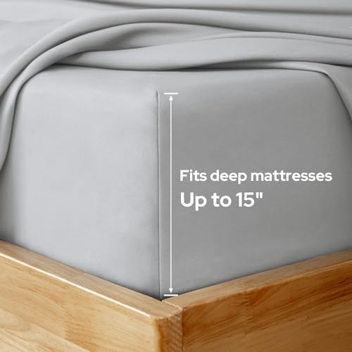 HOMEIDEAS King Size Bed Sheets - 6 Piece Set (Light Grey) - Extra Soft Brushed Microfiber 1800 Bedding Sheets, Deep Pocket, Wrinkle & Fade Free
