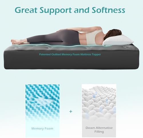 Hansleep Queen Mattress Topper Memory Foam Thick Pillow Top Mattress Pad