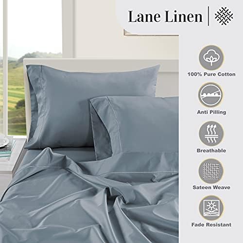 LANE LINEN Luxury Hotel Style 100% Egyptian Cotton Bed Sheets King Size – Mercerized Cotton, No-Pill, Fade-Resistant, Sustainably Produced King Bedding Set – Riviera Mist