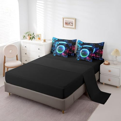 Erosebridal 3D Golf Full Bedding Set - Sports Decor Bed in A Bag,Neon Geometric Honeycomb Comforter Sets with Sheets, Cool Gamer Style 7 Pieces Bed Set Bedroom Decor