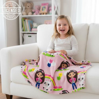 Gabby's Dollhouse Kids Bedding Super Soft Cozy Silk Touch Throw, 40 in x 50 in, (Officially Licensed Product) By Franco
