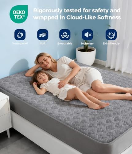 Full Waterproof Mattress Protector, Breathable Cooling Bed Cover