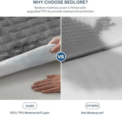 BEDLORE Waterproof Queen Size Mattress Protector, Deep Pocket Fit, Washable