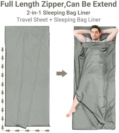 Sleeping Bag Liner,Travel Sheets & Adult Sleep Sack & Self Tan Sleep Sack for Backpacking,Hotel, Hostels, Lightweight Single Camping Sleep Pod