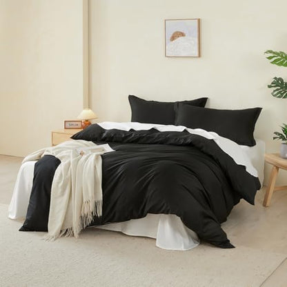 Duvet Cover Set King Size 100% Organic Cotton Pirate Black, SAPHREAS 3 Pcs Soft Bedding Comforter Cover with Zipper Closure & Corner Ties, Comforter Not Included