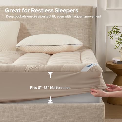 BEDLORE Queen Mattress Topper , Thick Pillow Top Mattress Pad