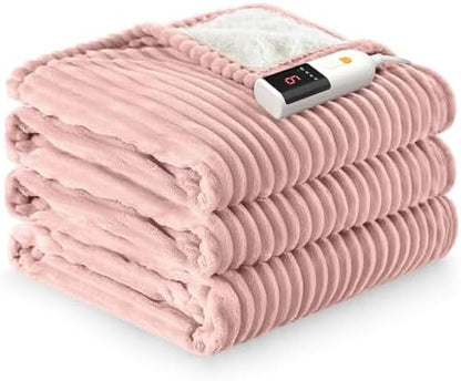 Reaks Heated Blanket Full, 9 Heat Levels, 2-10H Auto-Off, 72"x84", Pink