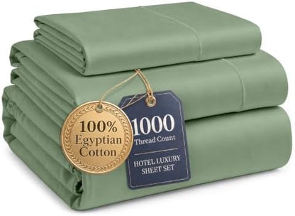 LANE LINEN Twin Sheets Set,100% Egyptian Cotton Sateen, 1000 Thread Count