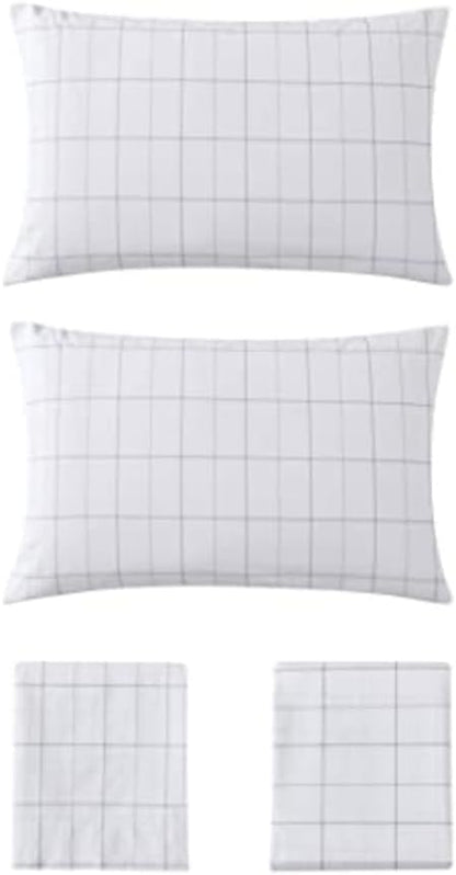 Eddie Bauer - Full Sheets, Cotton Percale Bedding Set, Crisp & Cool Home Decor, Dorm Room Essentials (Northern Plaid Grey, Full)