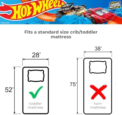 Hot Wheels Race Track 4 Piece Toddler Bed Set – Super Soft & Cozy Reversible Microfiber Comforter and Sheets (Officially Licensed Product) by Franco