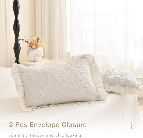 Masaca Oversized King Bedspread 120x120,Wheat Ruffled Crinkled Oversized California King Quilt Farmhouse Shabby Boho Chic Rustic Stone-Washed Microfiber Extra Large Bedding Set Soft and Lightweight