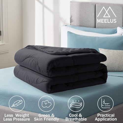 MEELUS Lightweight Comforter Cooling Black, All Season Duvet Insert