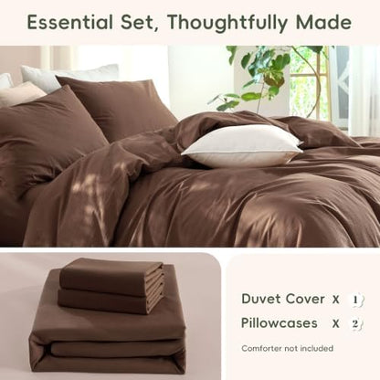 JIYUAN Alaska King Washed Cotton Duvet Cover Set, Relaxed Linen Feel