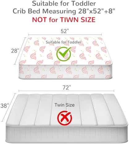 Mooreeke Toddler Bedding Sets for Girls,4 Pieces Pink Rainbow Cloud