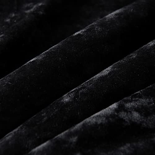 Fredsure Distressed Velvet Comforter Set, 5 Pieces Black Queen, Distressed Velvet Face and Brushed Microfiber Reverse