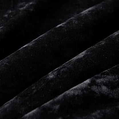 Fredsure Distressed Velvet Comforter Set, 5 Pieces Black Queen, Distressed Velvet Face and Brushed Microfiber Reverse