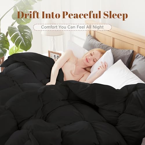 Cosybay Feather and Down Fiber Comforter Insert Twin, 100% Cotton Cover