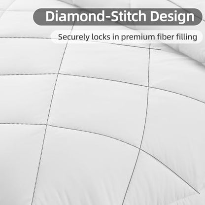 FUANNA Queen Comforter Set 7 Pieces, White Bedding Set, Soft Bed in a Bag