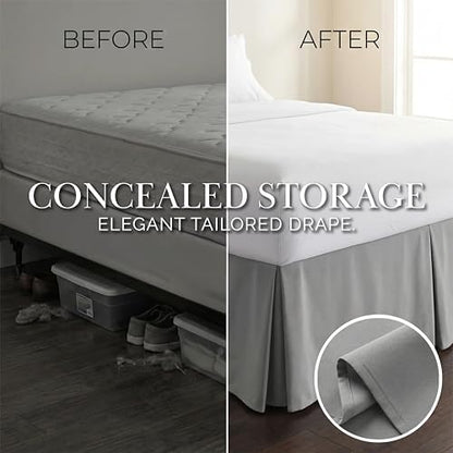 Microfiber King Size Bed Skirt 14 Inch Drop with Split Corners Steel Grey