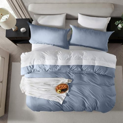 Hearth & Harbor Prewashed Full Duvet Cover Set, Stone Blue