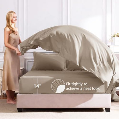 CozyLux Twin XL Comforter Set 68"x88" Khaki - 5 Piece Bed in a Bag
