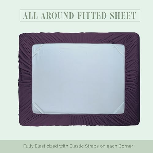 Elegant Comfort 1500 Premium Hotel Quality 18-24 Inches Deep - Extra Deep Pocket Single Fitted Sheet for High Mattress, Luxury and Softest, Smart Pocket - Wrinkle Free, Queen, Purple
