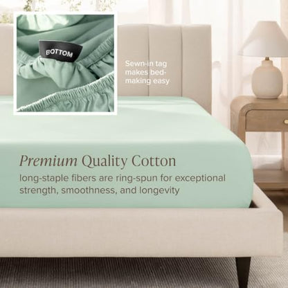 Bare Home 100% Organic Cotton Sateen Sheet Set (Queen, Willow)
