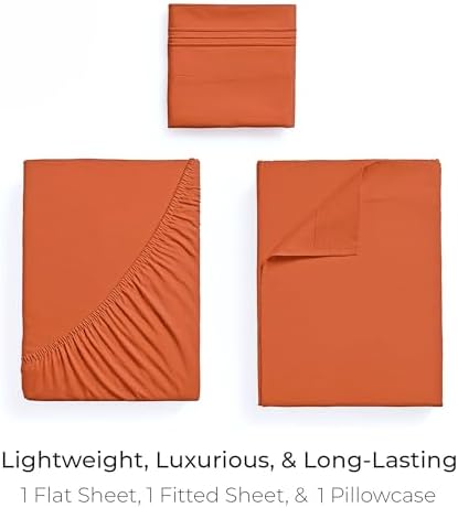 Mellanni Iconic 3-Piece, Ultra Soft Sheet Set (Twin, Poppy Orange)