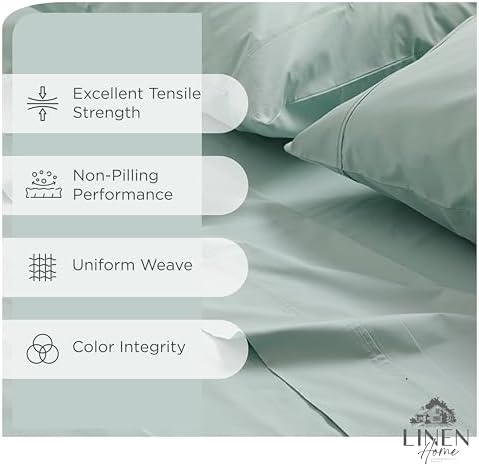 Linen Home 2-Pack King Sheet Set, 100% Cotton Percale Bedding, 8-Piece Value Bundle, Deep Pocket Cooling Bed Sheets for Hot Sleepers, Breathable & Crisp Hotel Quality, Long-Staple Cotton, Pastel Turk