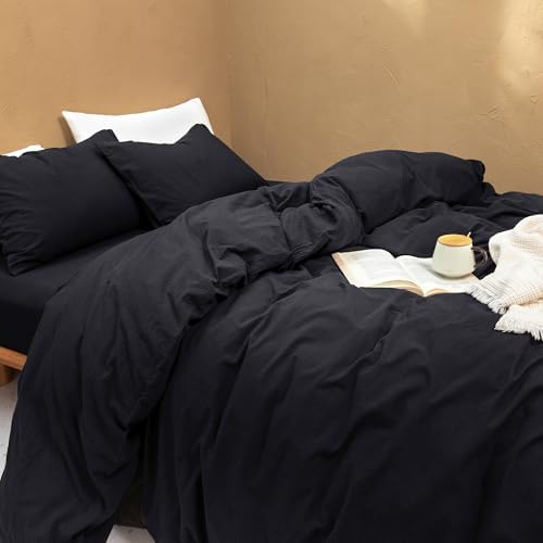 FOSSA Duvet Cover Set 100% Washed Cotton Linen Feel Super King Plus