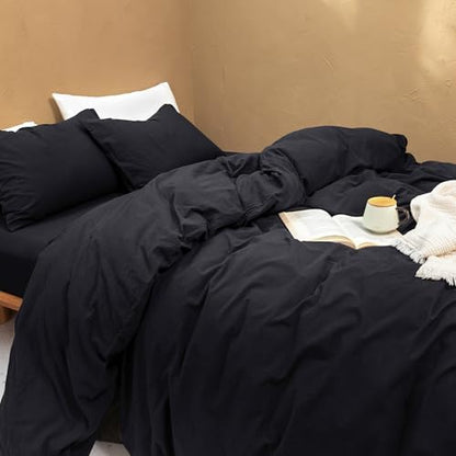FOSSA Duvet Cover Set 100% Washed Cotton Linen Feel Super King Plus